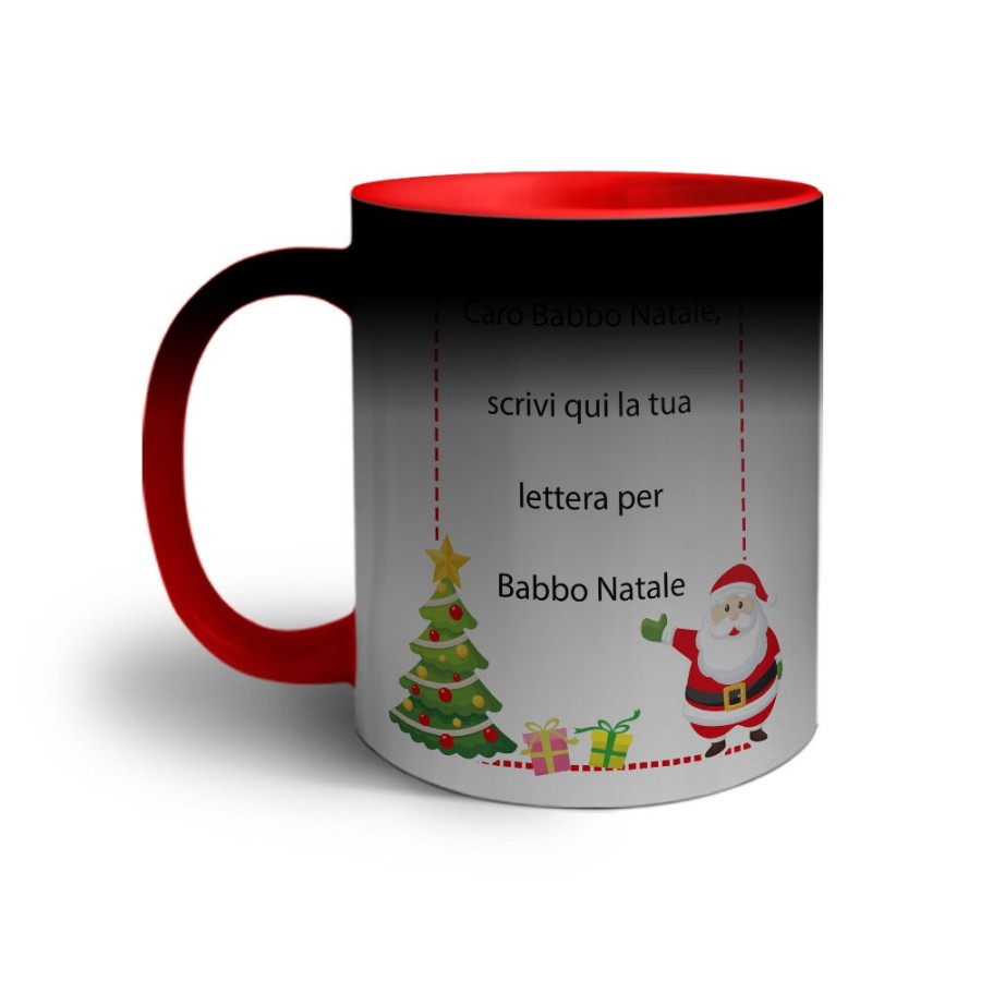Tazza personalizzata con testo lettera a babbo natale con albero natalizio Natale