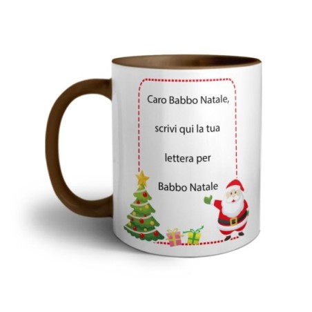 Tazza personalizzata con testo lettera a babbo natale con albero natalizio Natale