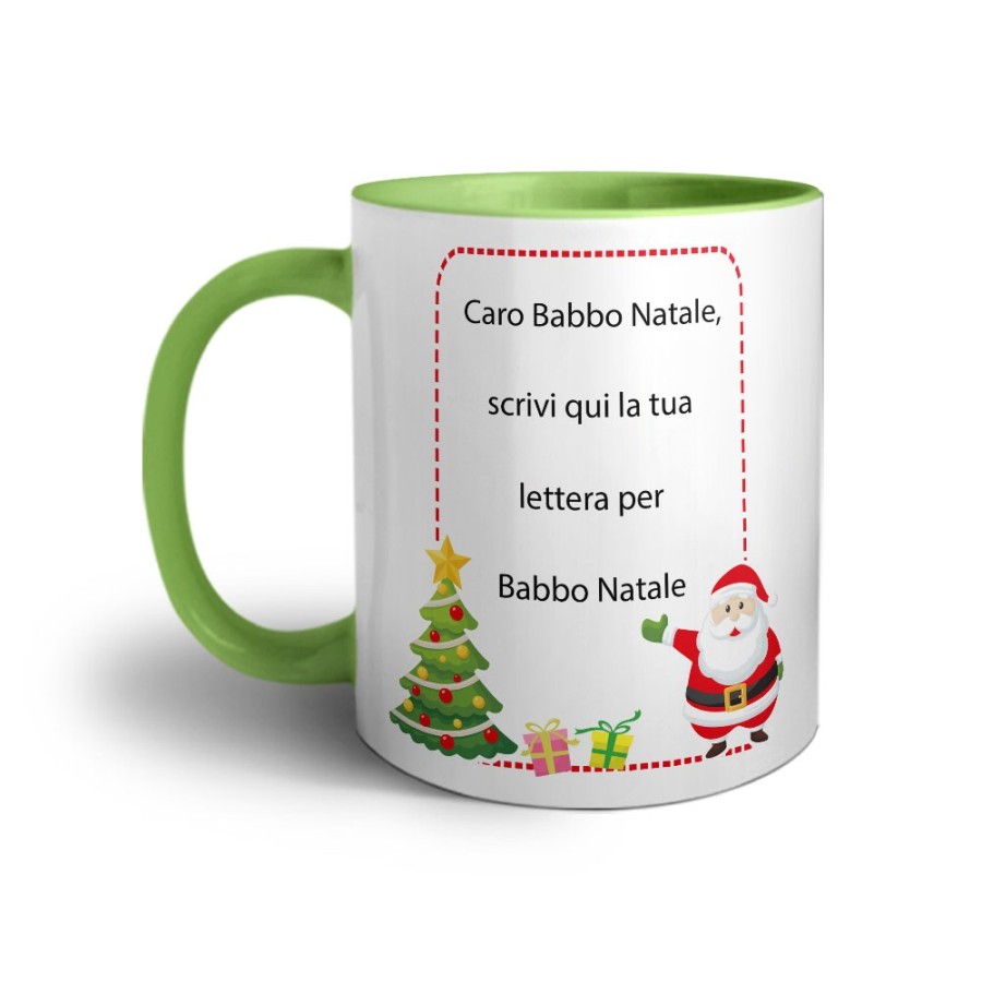 Tazza personalizzata con testo lettera a babbo natale con albero natalizio Natale