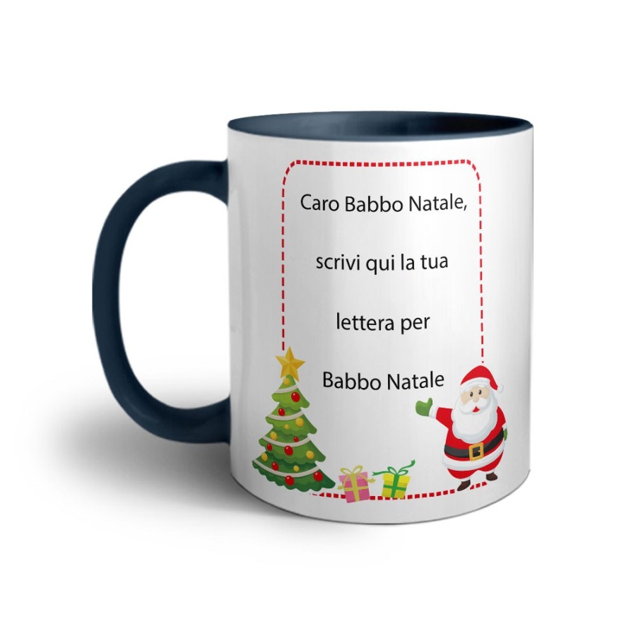 Tazza personalizzata con testo lettera a babbo natale con albero natalizio Natale