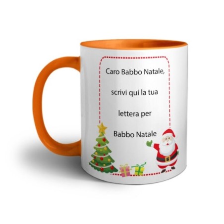Tazza personalizzata con testo lettera a babbo natale con albero natalizio Natale