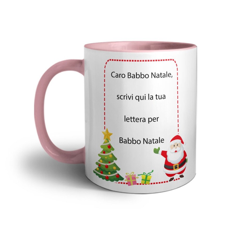 Tazza personalizzata con testo lettera a babbo natale con albero natalizio Natale