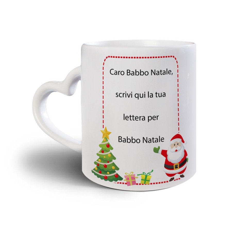 Tazza personalizzata con testo lettera a babbo natale con albero natalizio Natale