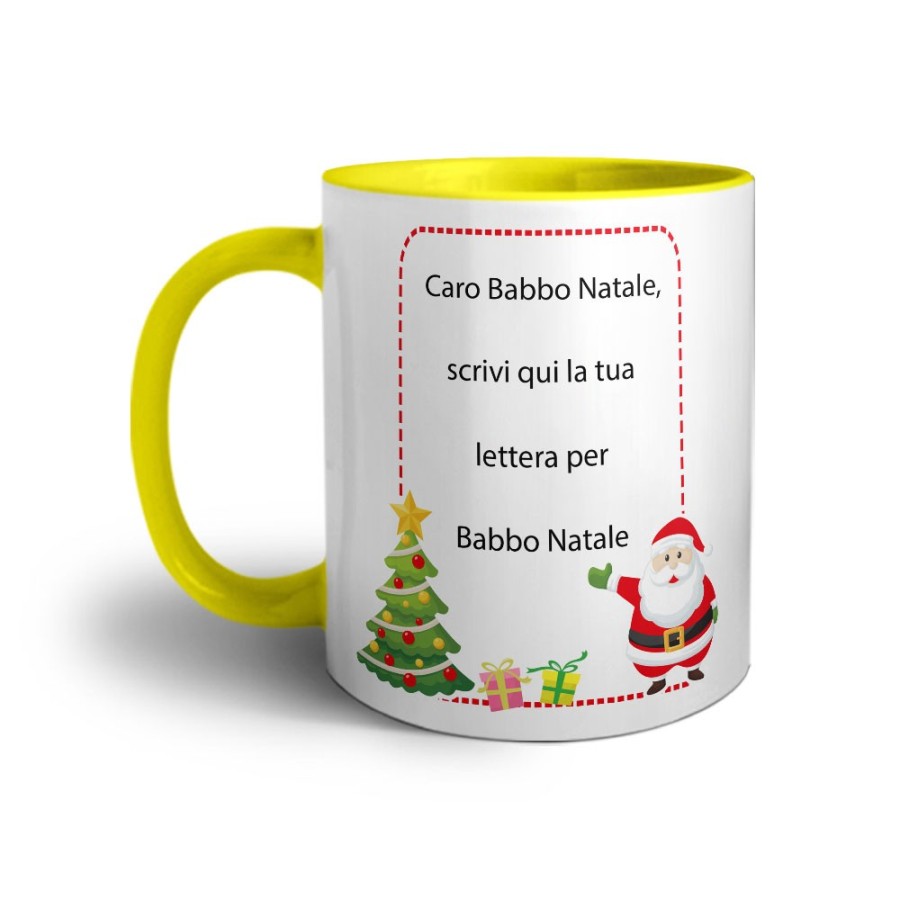Tazza personalizzata con testo lettera a babbo natale con albero natalizio Natale