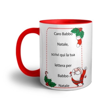 Tazza personalizzata con testo lettera a babbo natale con...