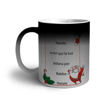Tazza personalizzata con testo lettera a babbo natale con ghirlande Natale