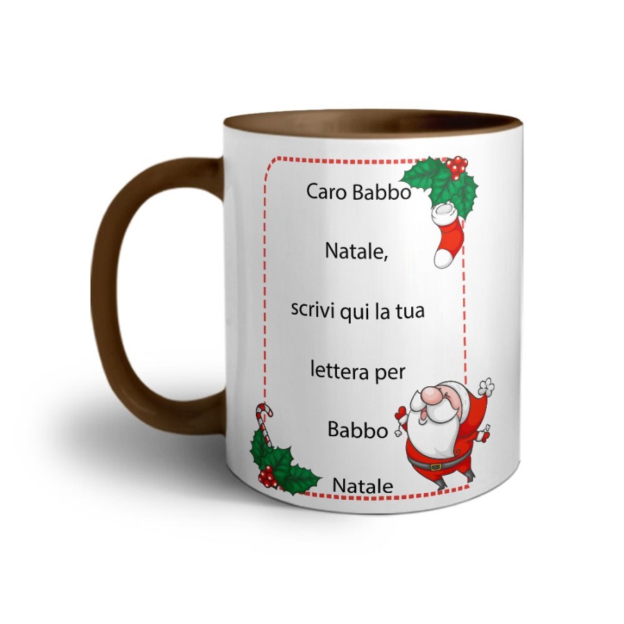 Tazza personalizzata con testo lettera a babbo natale con ghirlande Natale