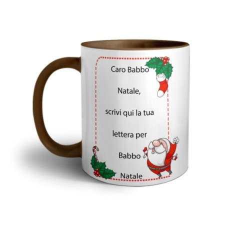 Tazza personalizzata con testo lettera a babbo natale con ghirlande Natale