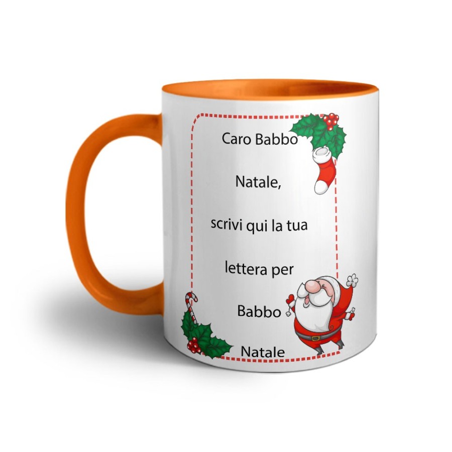 Tazza personalizzata con testo lettera a babbo natale con ghirlande Natale