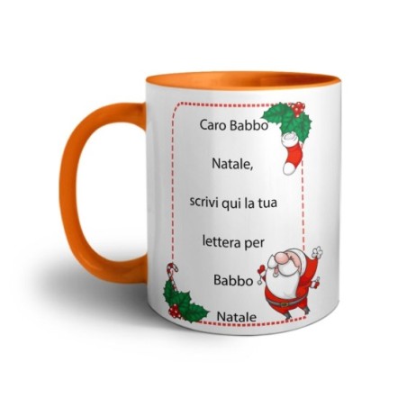 Tazza personalizzata con testo lettera a babbo natale con ghirlande Natale