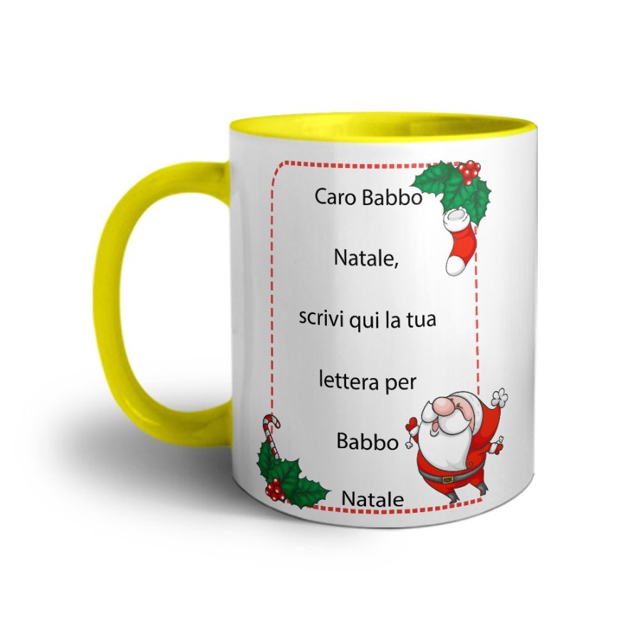 Tazza personalizzata con testo lettera a babbo natale con ghirlande Natale