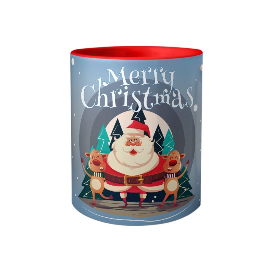 Tazza merry christmas con babbo natale e renne Natale