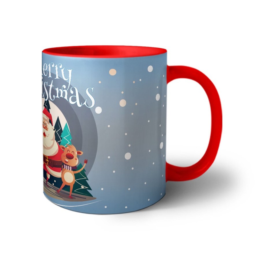 Tazza merry christmas con babbo natale e renne Natale