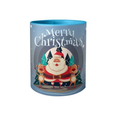 Tazza merry christmas con babbo natale e renne Natale
