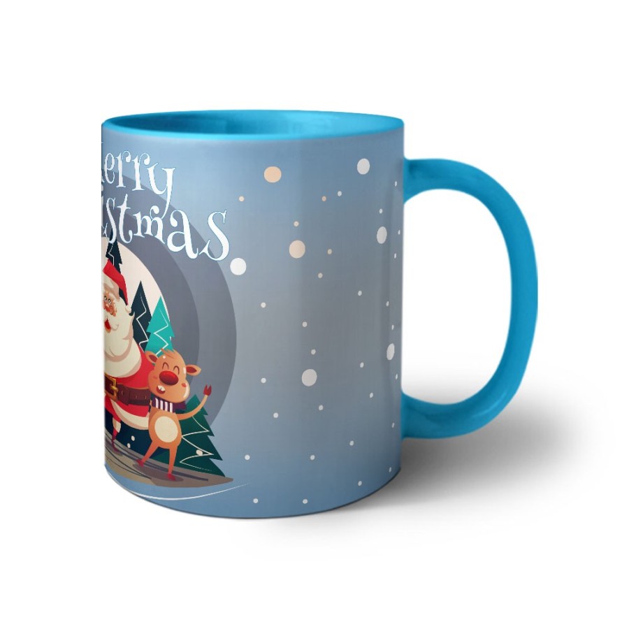 Tazza merry christmas con babbo natale e renne Natale