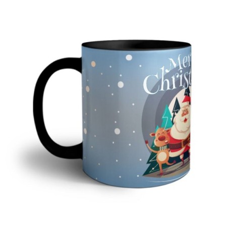 Tazza merry christmas con babbo natale e renne Natale