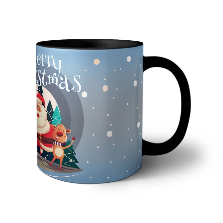 Tazza merry christmas con babbo natale e renne Natale