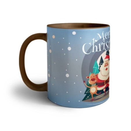 Tazza merry christmas con babbo natale e renne Natale