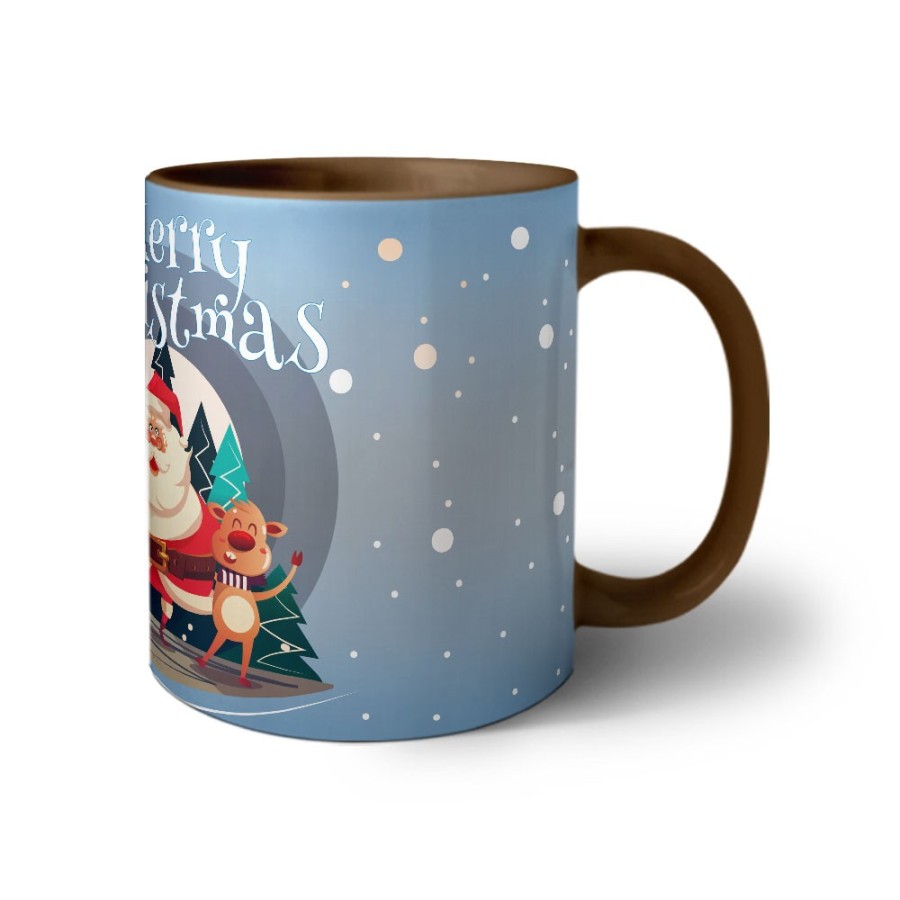 Tazza merry christmas con babbo natale e renne Natale