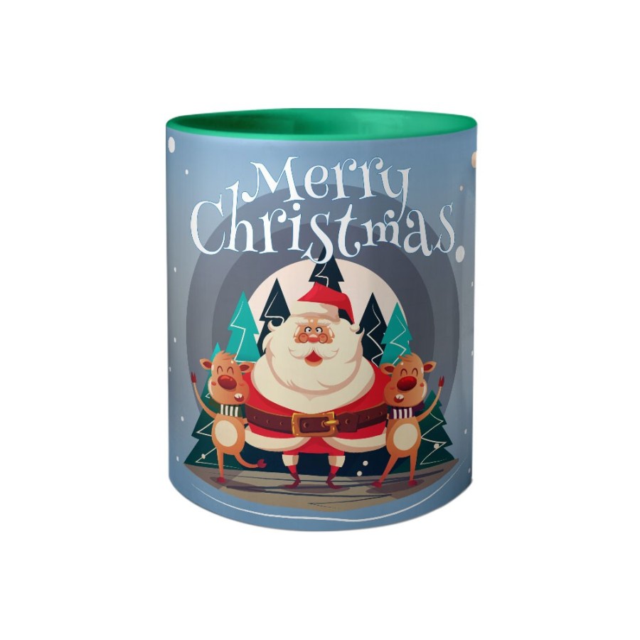 Tazza merry christmas con babbo natale e renne Natale