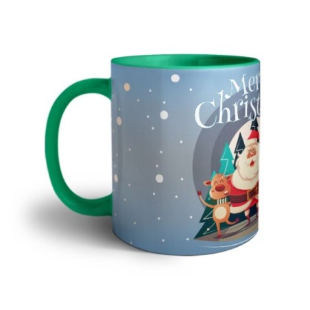 Tazza merry christmas con babbo natale e renne Natale
