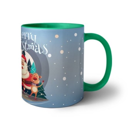 Tazza merry christmas con babbo natale e renne Natale