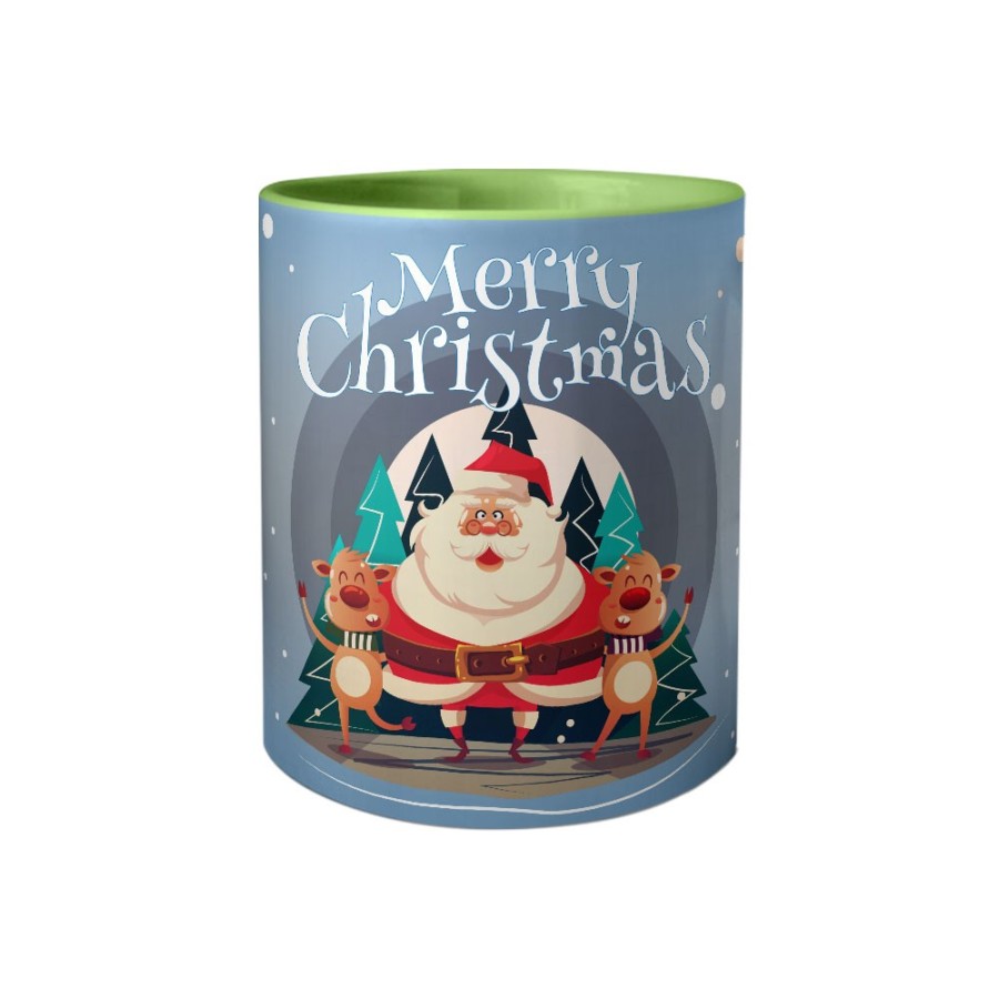 Tazza merry christmas con babbo natale e renne Natale