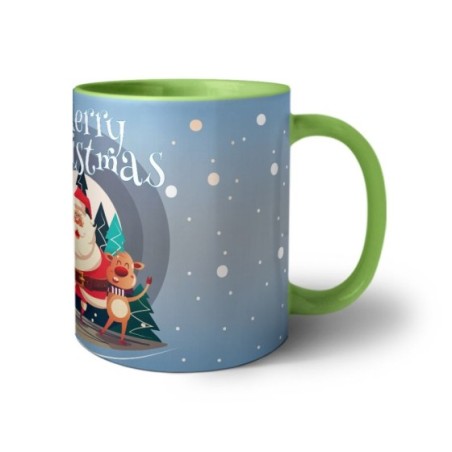 Tazza merry christmas con babbo natale e renne Natale