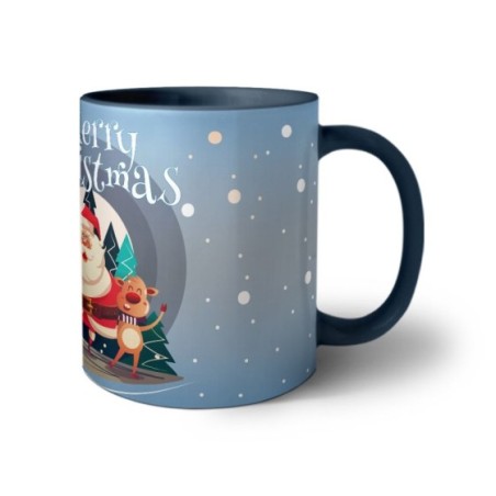 Tazza merry christmas con babbo natale e renne Natale