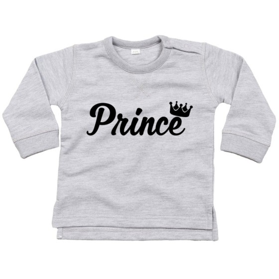Felpa neonato personalizzabile con nome prince princess con corona Per la famiglia