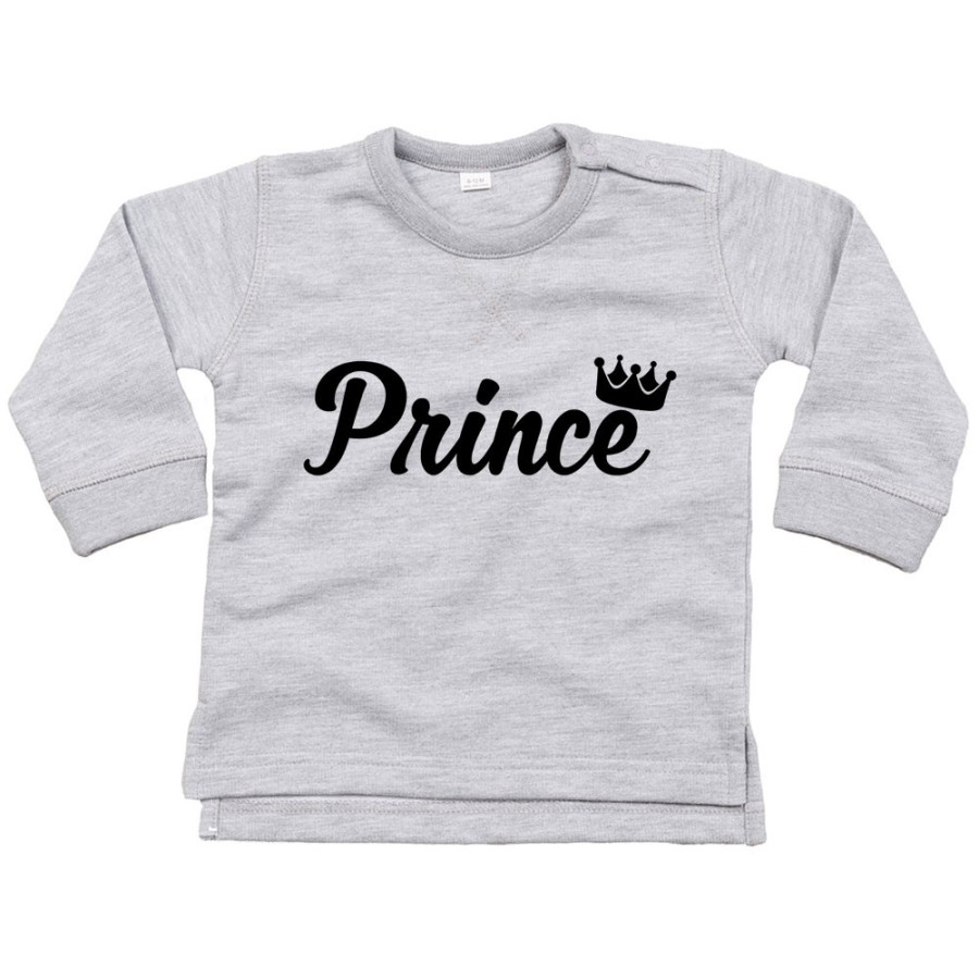 Felpa neonato personalizzabile con nome prince princess con corona Per la famiglia