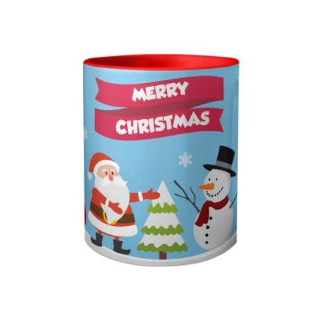 Tazza merry christmas con babbo natale e pupazzo di neve Natale