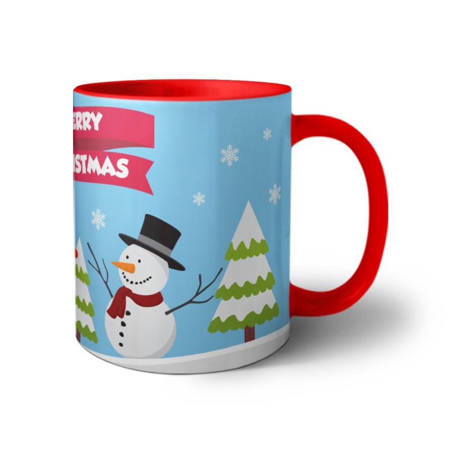 Tazza merry christmas con babbo natale e pupazzo di neve Natale