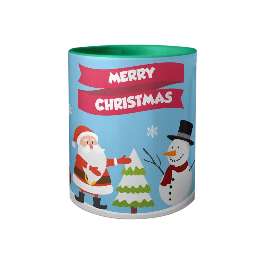 Tazza merry christmas con babbo natale e pupazzo di neve Natale