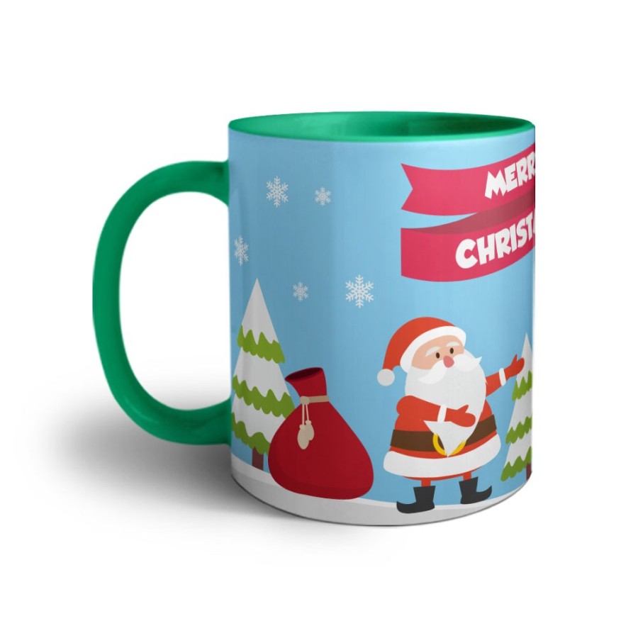 Tazza merry christmas con babbo natale e pupazzo di neve Natale