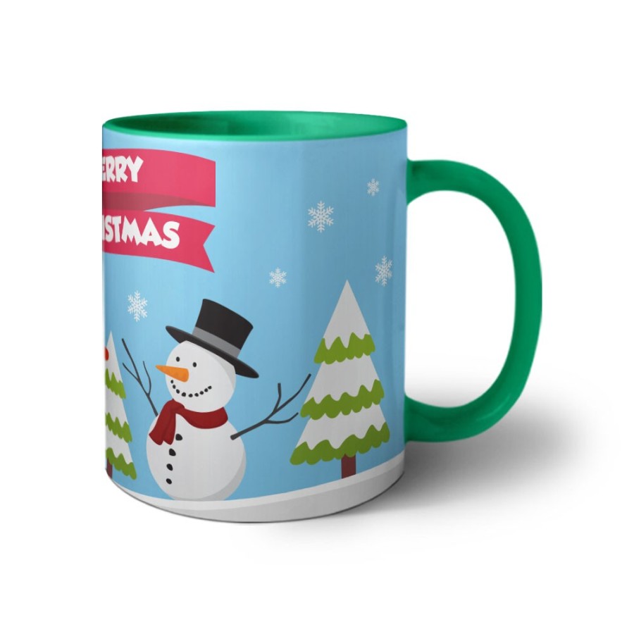 Tazza merry christmas con babbo natale e pupazzo di neve Natale