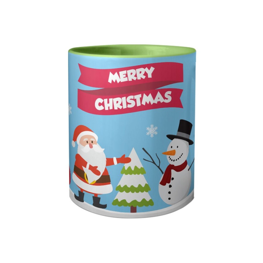 Tazza merry christmas con babbo natale e pupazzo di neve Natale