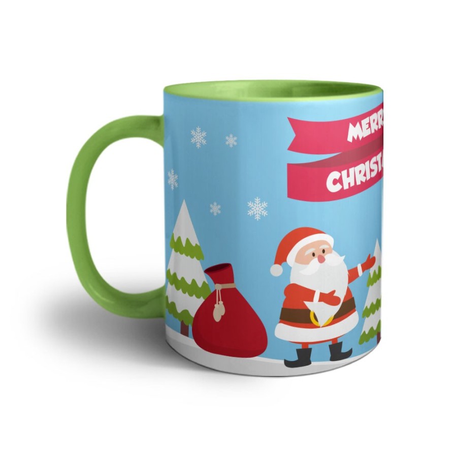 Tazza merry christmas con babbo natale e pupazzo di neve Natale