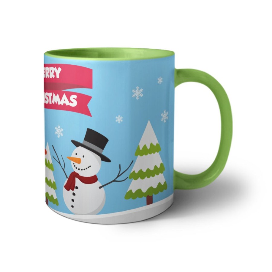 Tazza merry christmas con babbo natale e pupazzo di neve Natale