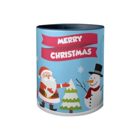 Tazza merry christmas con babbo natale e pupazzo di neve Natale