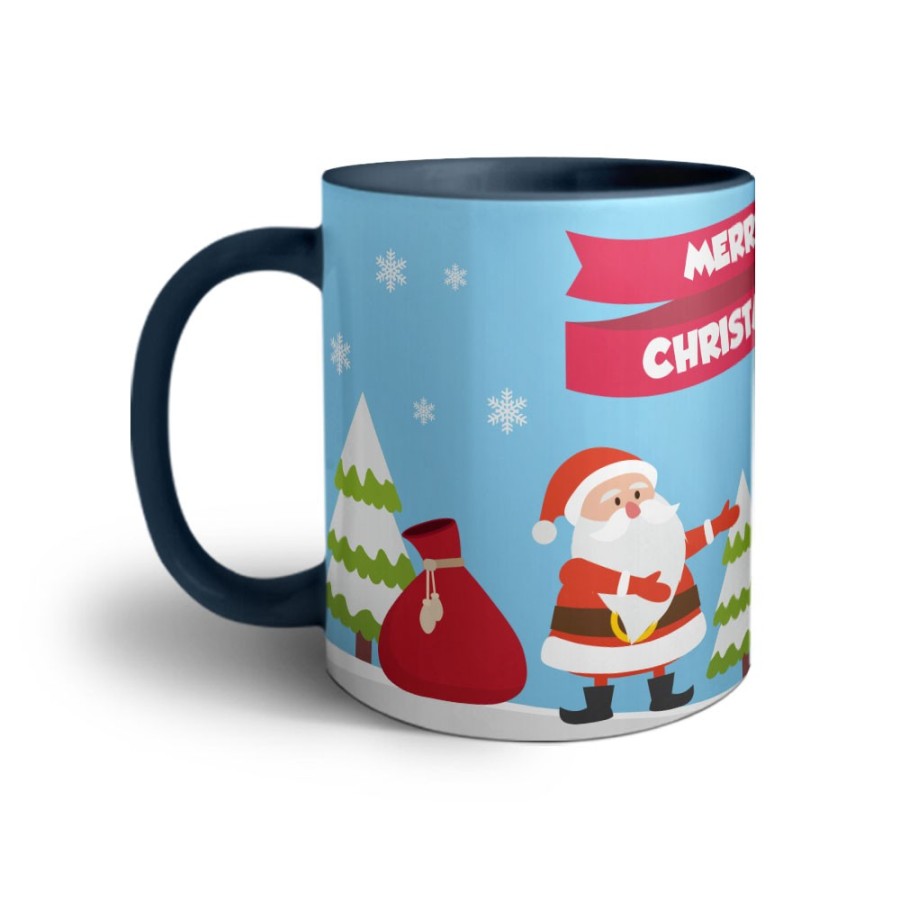 Tazza merry christmas con babbo natale e pupazzo di neve Natale