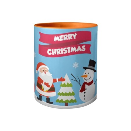 Tazza merry christmas con babbo natale e pupazzo di neve Natale