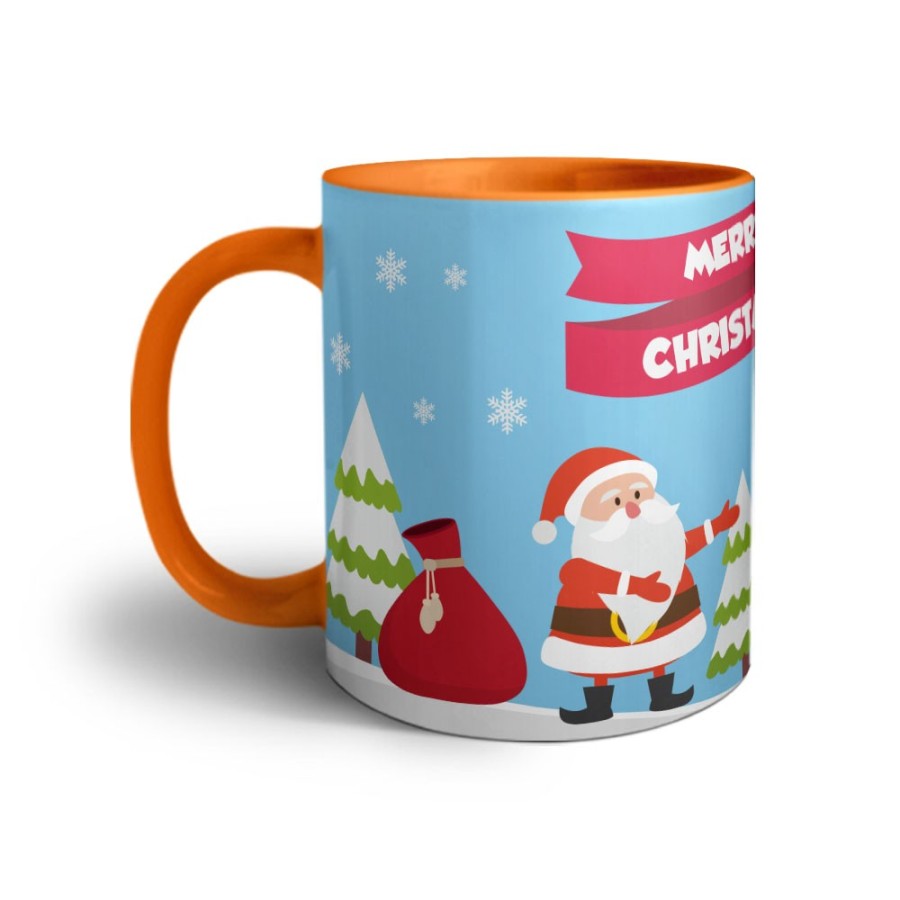 Tazza merry christmas con babbo natale e pupazzo di neve Natale