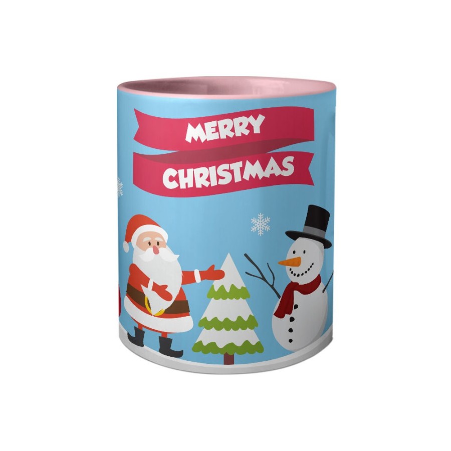 Tazza merry christmas con babbo natale e pupazzo di neve Natale