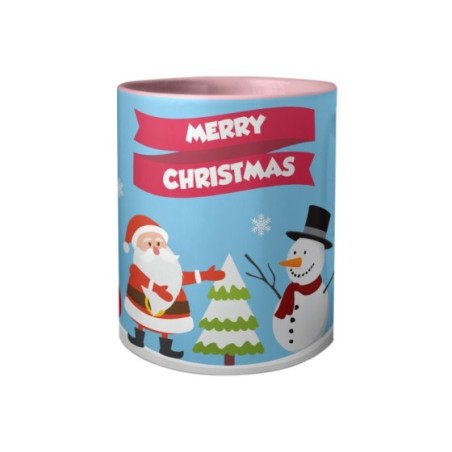 Tazza merry christmas con babbo natale e pupazzo di neve Natale
