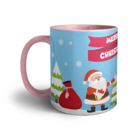 Tazza merry christmas con babbo natale e pupazzo di neve Natale