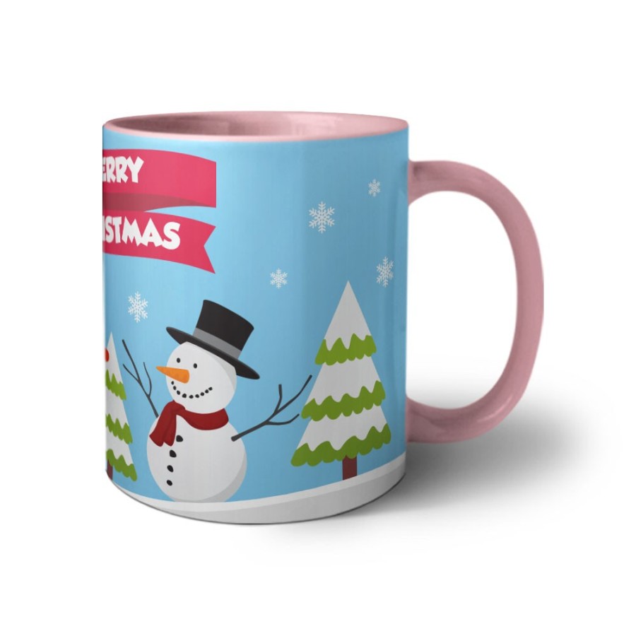 Tazza merry christmas con babbo natale e pupazzo di neve Natale