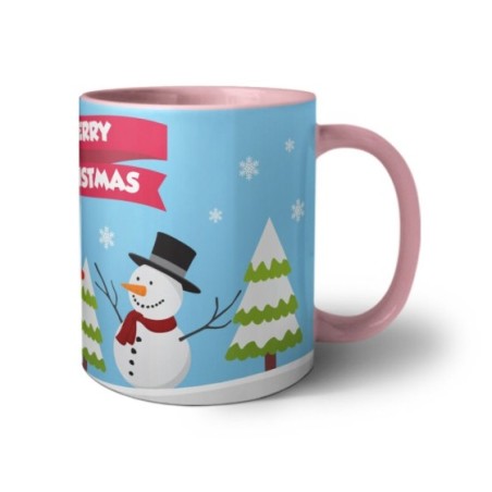 Tazza merry christmas con babbo natale e pupazzo di neve Natale