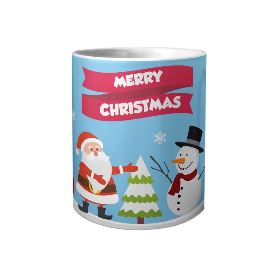 Tazza merry christmas con babbo natale e pupazzo di neve Natale