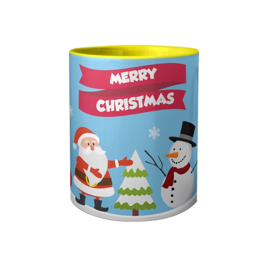 Tazza merry christmas con babbo natale e pupazzo di neve Natale